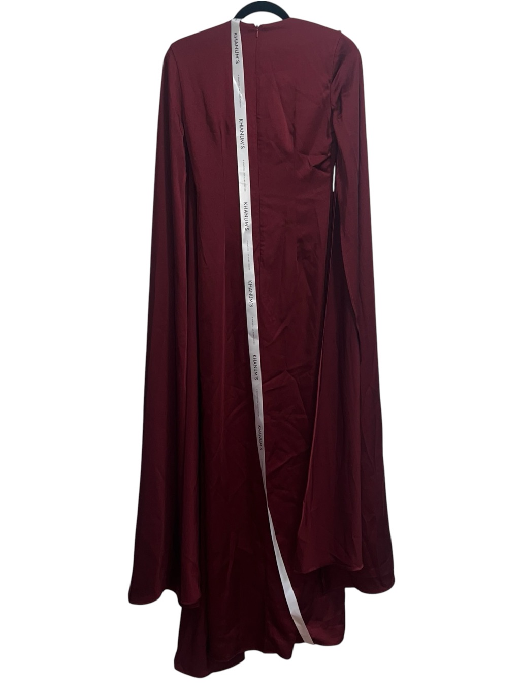 New Nwt Khanums Korello Satin Cape Sleeve Maxi Dress Red Burgundy — image 8 of 8